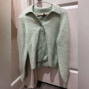 & Other Stories Light Green V-Neck Sweater